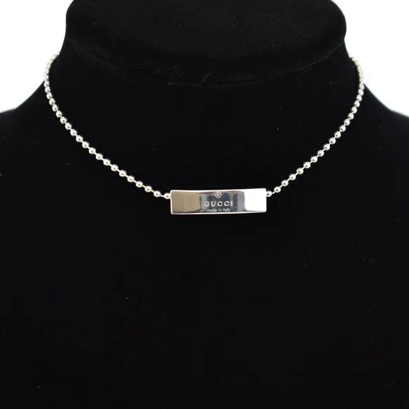 GUCCI: Sterling Silver, Logo Beaded Choker #1500 - Picture 1 of 5